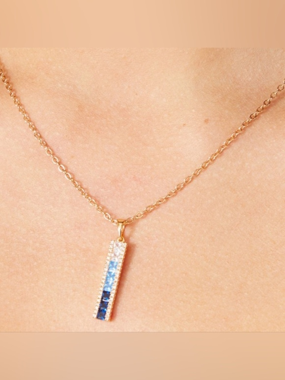 Vince Camuto blue ombré cz gold necklace